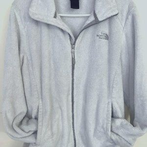 White North Face, zip up fleece, size large